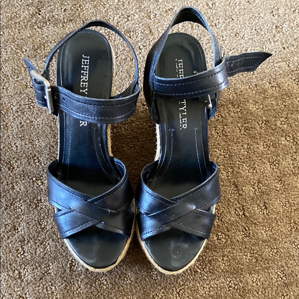 Jeffrey Campbell Black Platform Sandals with Criss-Cross Straps